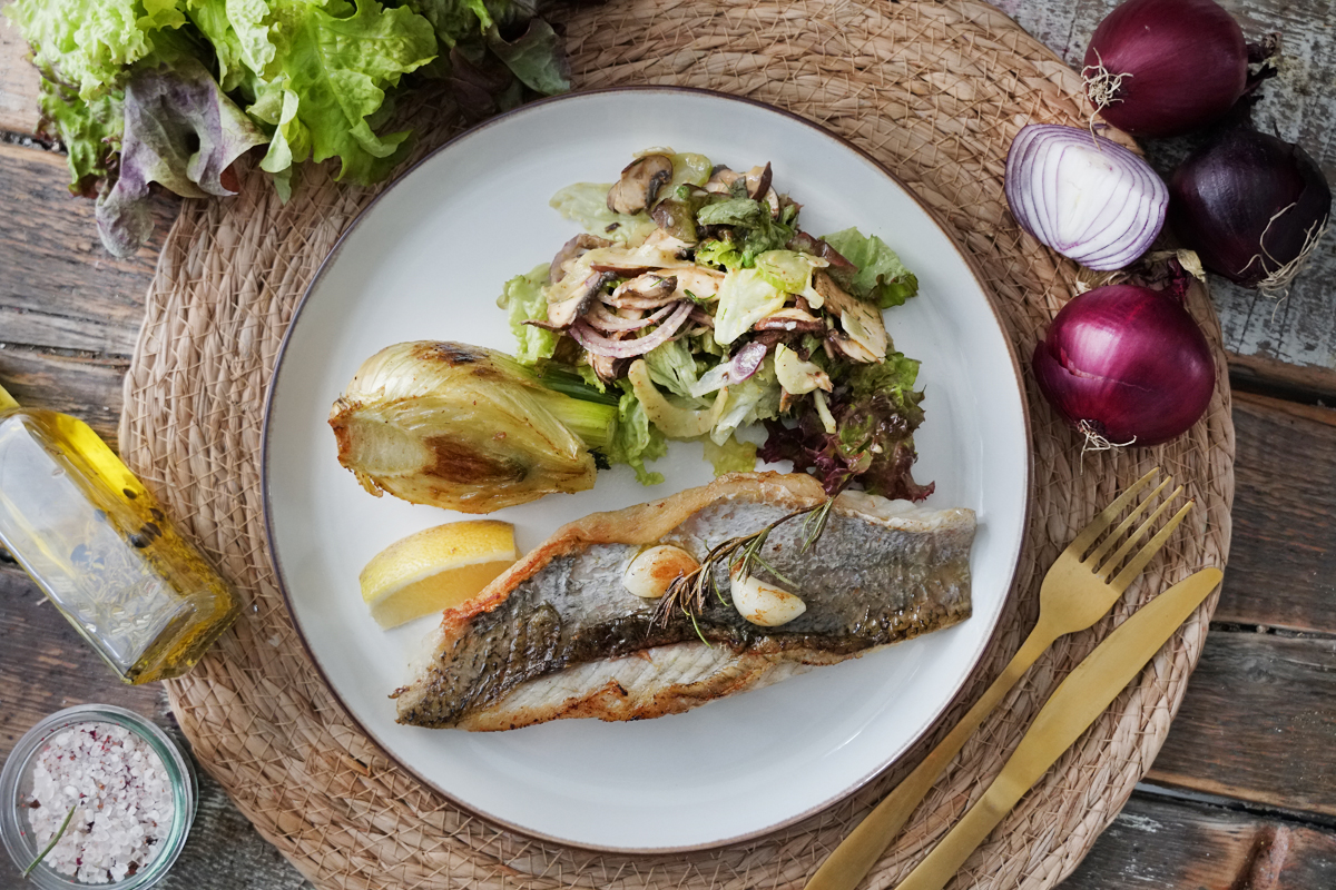 Barramundi auf Pilzrisotto sendafish.de Fisch online kaufen